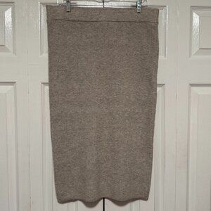 Express Beige Pull On Midi Pencil Sweater Skirt Size L
